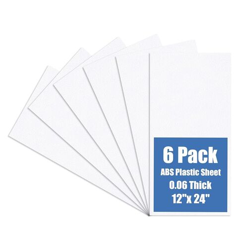Kinlink White ABS Plastic Sheet 8" x 12"x 0.04" Flexible Moldable Impact Strength and High Tensile 1/25" Thick (1mm) Abs Sheet, Moldable Plastic DIY Materials for Home Decor and Handicrafts, 6 Pack in Kuwait