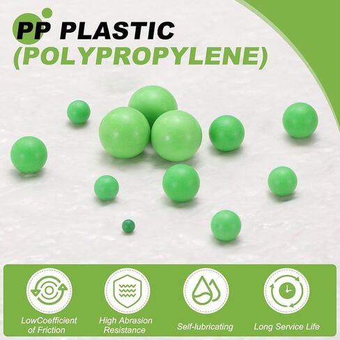 uxcell 200pcs PP Plastic Bearing Balls, 1/8"(3.175mm) Solid Plastic Balls G2 Precision Polypropylene Mini Ball, Green in Saudi Arabia
