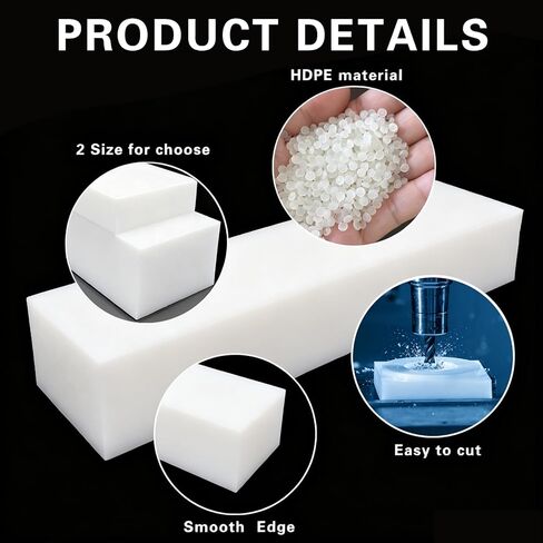 2 حزمة من كتلة بلاستيكية HDPE بيضاء من البولي إيثيلين كتلة بلاستيكية صلبة لمشاريع DIY تصنيع النماذج الأولية لتحسين أرضية المنزل، 1 بوصة × 3 بوصة × 12 بوصة و2 بوصة × 3 بوصة × 12 بوصة in Saudi Arabia