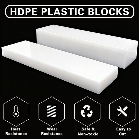 2 حزمة من كتلة بلاستيكية HDPE بيضاء من البولي إيثيلين كتلة بلاستيكية صلبة لمشاريع DIY تصنيع النماذج الأولية لتحسين أرضية المنزل، 1 بوصة × 3 بوصة × 12 بوصة و2 بوصة × 3 بوصة × 12 بوصة in Saudi Arabia