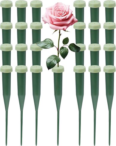 FIVEIZERO أنابيب المياه الأزهار للزهور، 25 جهاز كمبيوتر شخصى 5.64 بوصة أنابيب المياه الجذعية زهرة خضراء مع قبعات، قوارير أنابيب الزهور البلاستيكية لترتيبات الزهور الطازجة، لوازم الزهور in Kuwait