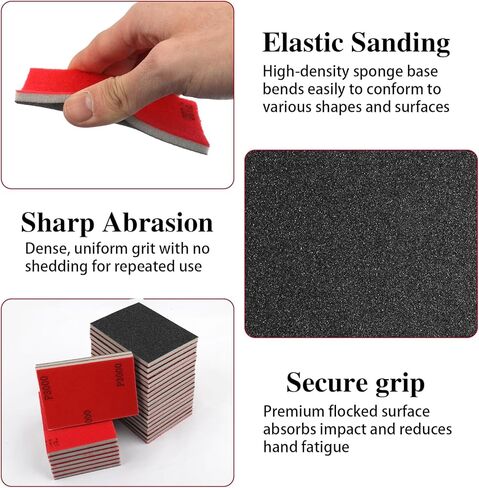 27 Pcs Sanding Sponge Pads, 120-3000 Grit Sandpaper Assortment, Wet Dry Washable Foam Sanding Block, Abrasive Sand Paper for Hand Sanders, Wood, Metal, Auto, Drywall, Furniture Polishing in Saudi Arabia