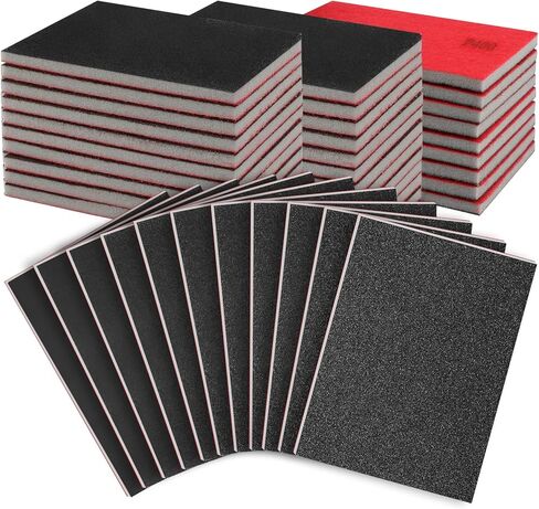 27 Pcs Sanding Sponge Pads, 120-3000 Grit Sandpaper Assortment, Wet Dry Washable Foam Sanding Block, Abrasive Sand Paper for Hand Sanders, Wood, Metal, Auto, Drywall, Furniture Polishing in Saudi Arabia