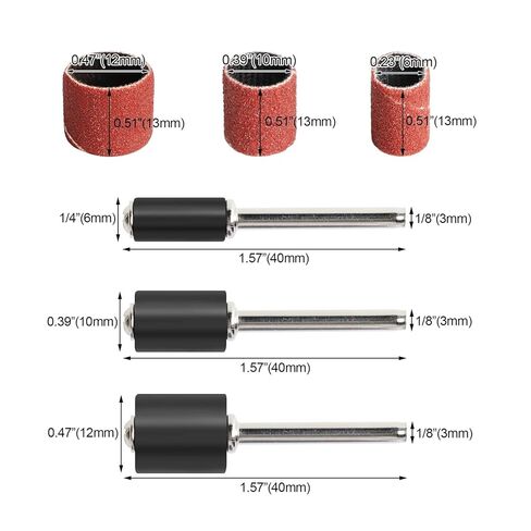 Sanding Drums Kit Sanding Band 1/2 1/4 Inch Sand Mandrels Fit for Nail Drill Rotary Abrasive Tools(3MM_6MM) in Saudi Arabia