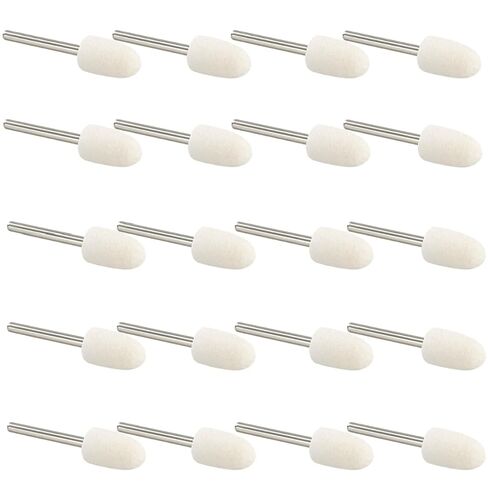 MiJunHD 20Pcs Wool Polishing Wheels Wool Felt Mounted Mandrel Points Polishing Buffing Wheel Grinding Head with 3mm Shank Rotary Tool Kit for Jade Glass Metal Wood(Bullet,12mm) in Saudi Arabia