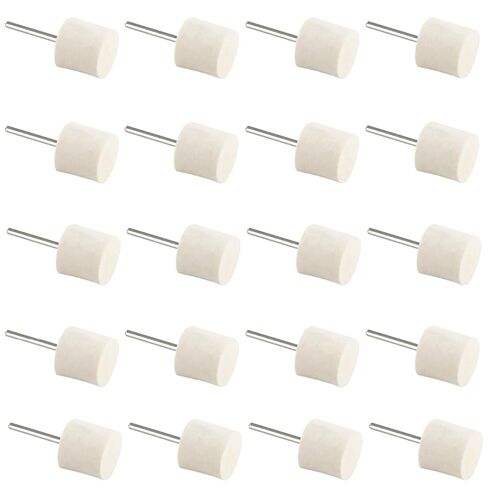 MiJunHD 20Pcs Wool Polishing Wheels Wool Felt Mounted Mandrel Points Polishing Buffing Wheel Grinding Head with 3mm Shank Rotary Tool Kit for Jade Glass Metal Wood(Bullet,12mm) in Saudi Arabia