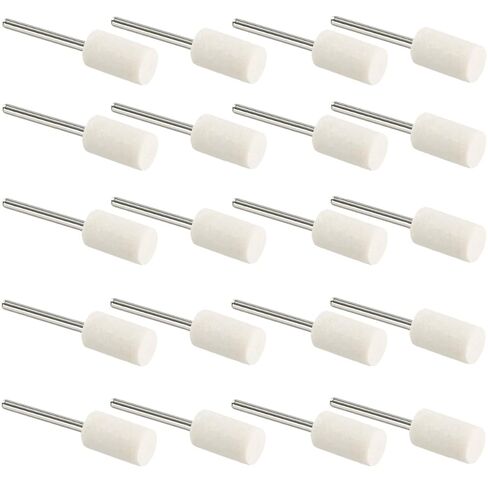 MiJunHD 20Pcs Wool Polishing Wheels Wool Felt Mounted Mandrel Points Polishing Buffing Wheel Grinding Head with 3mm Shank Rotary Tool Kit for Jade Glass Metal Wood(Bullet,12mm) in Saudi Arabia