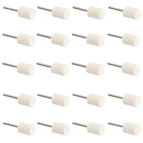 MiJunHD 20Pcs Wool Polishing Wheels Wool Felt Mounted Mandrel Points Polishing Buffing Wheel Grinding Head with 3mm Shank Rotary Tool Kit for Jade Glass Metal Wood(Bullet,12mm) in Saudi Arabia