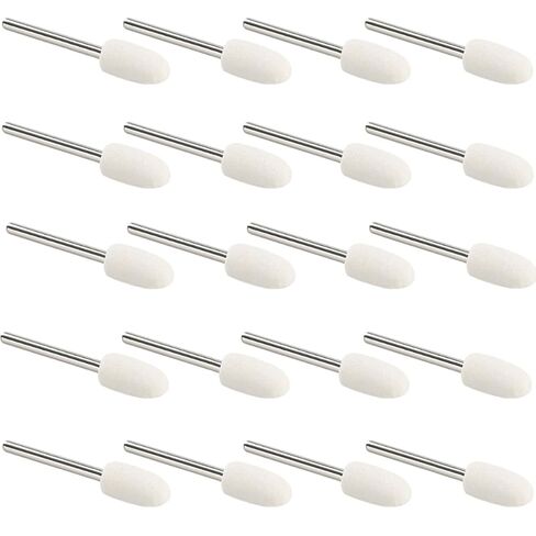 MiJunHD 20Pcs Wool Polishing Wheels Wool Felt Mounted Mandrel Points Polishing Buffing Wheel Grinding Head with 3mm Shank Rotary Tool Kit for Jade Glass Metal Wood(Bullet,12mm) in Saudi Arabia