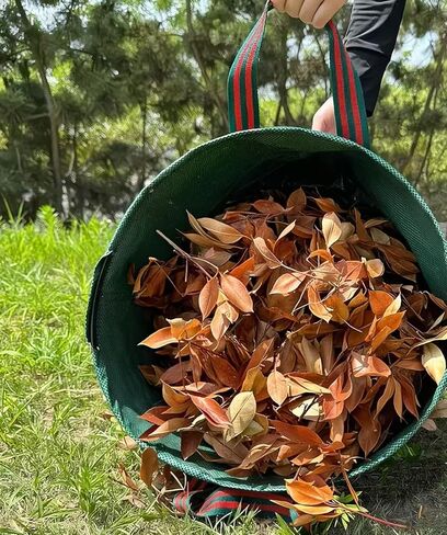Heavy-Duty Garden Waste Bag, Reusable PP Material, Green with Handles in Saudi Arabia