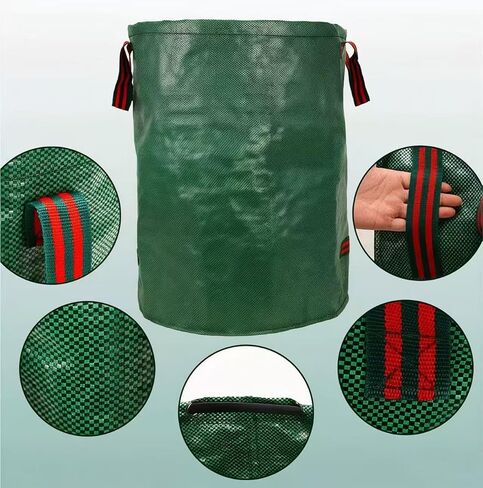 Heavy-Duty Garden Waste Bag, Reusable PP Material, Green with Handles in Saudi Arabia
