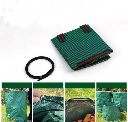 Heavy-Duty Garden Waste Bag, Reusable PP Material, Green with Handles in Saudi Arabia