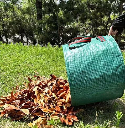 Heavy-Duty Garden Waste Bag, Reusable PP Material, Green with Handles in Saudi Arabia