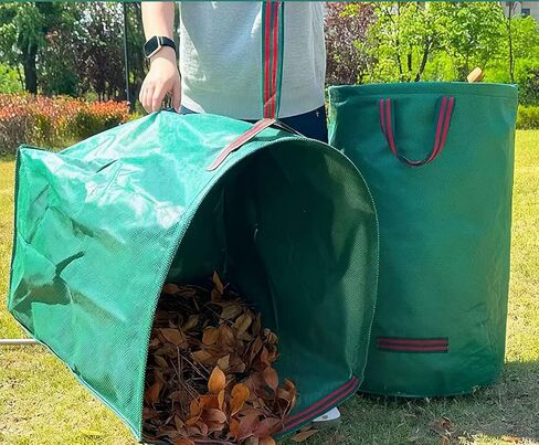 Heavy-Duty Garden Waste Bag, Reusable PP Material, Green with Handles in Saudi Arabia