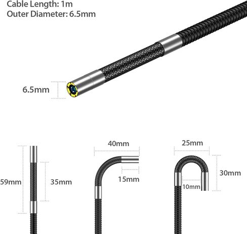 منظار Ulefone uSmart E03 للدرع 34/33/30/29/28/27/26/24/21/سلسلة الوسادة، مسبار توجيه ثنائي الاتجاه 180 درجة، كابل قابل للانحناء 1 متر، دقة HD 720P، مقبض سهل التشغيل، 6 مصابيح LED، IP67 مقاوم للماء in Kuwait