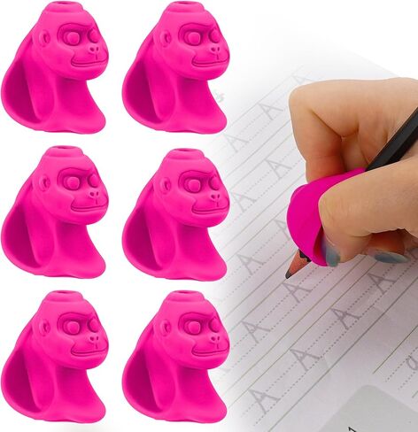 6pcs قبضة قلم رصاص على شكل أورانجوتان للأطفال ، حامل قلم رصاص ، ومساعدات في كتابة السيليكون الناعمة للأطفال ، وأداة وضع قبضة صحيحة للاستخدام المدرسي والمنزل (أخضر) in Kuwait