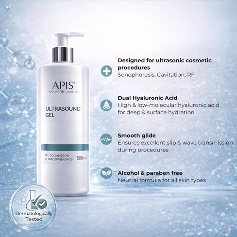 APIS Conductive Ultrasound Gel with Hyaluronic Acid, 16.9 fl oz – Professional Cosmetic Gel for Ultrasound, Sonophoresis & Radiofrequency Use – Hydrating Formula – Alcohol & Paraben Free in Saudi Arabia