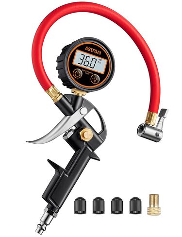 AstroAI T3 Heavy-Duty Tire Pressure Gauge with Inflator, Dual Head Chuck ANSI B40.1 Accurate Air Chuck with Pressure Gauge, 10-120 PSI, Compatible with 1/4" NPT Air Compressor in Saudi Arabia