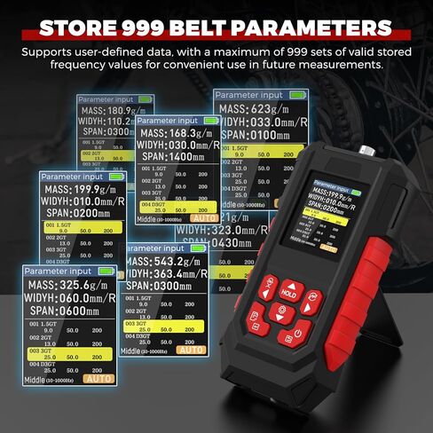 جهاز اختبار شد الحزام الصوتي، مقياس شد الحزام من 10 هرتز إلى 5000 هرتز، جهاز اختبار شد الحزام 999.9 ملم مع شاشة TFT LCD، قياس سريع صوتي، وضع قياس فردي/مستمر، 999 مجموعة من مجموعات تخزين البيانات in Kuwait