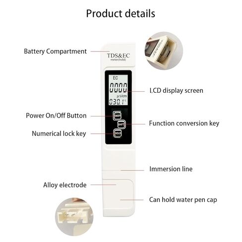 جهاز اختبار المياه الرقمي 4 في 1 الجديد كليًا لعام 2025 - مقياس TDS EC دقيق وموثوق به ودرجة الحرارة (درجة مئوية، درجة فهرنهايت) - 0-9999 جزء في المليون - اختبار احترافي لمياه الشرب ونظام RO/DI وأحواض السمك وما إلى ذلك in Kuwait