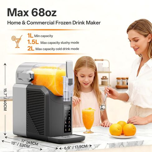 ماكينة سلاشي من زابين، 2 لتر/68 أونصة للمنزل والحفلات، 6 صانعة مشروبات مجمدة مسبقًا مع التنظيف الذاتي وشاشة LED، لا حاجة للثلج، مثالية للمارجريتا والفرابيه والميلك شيك in Kuwait