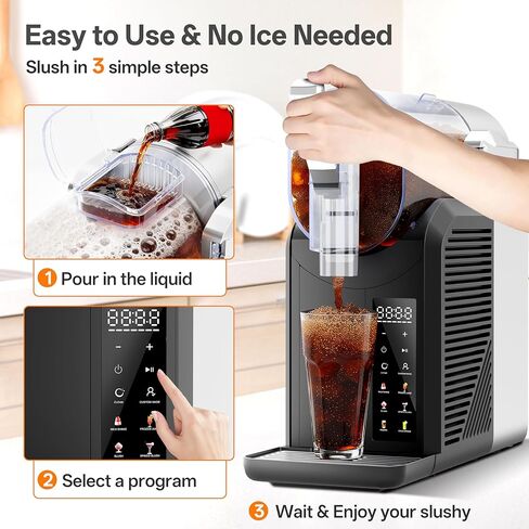 ماكينة سلاشي من زابين، 2 لتر/68 أونصة للمنزل والحفلات، 6 صانعة مشروبات مجمدة مسبقًا مع التنظيف الذاتي وشاشة LED، لا حاجة للثلج، مثالية للمارجريتا والفرابيه والميلك شيك in Kuwait