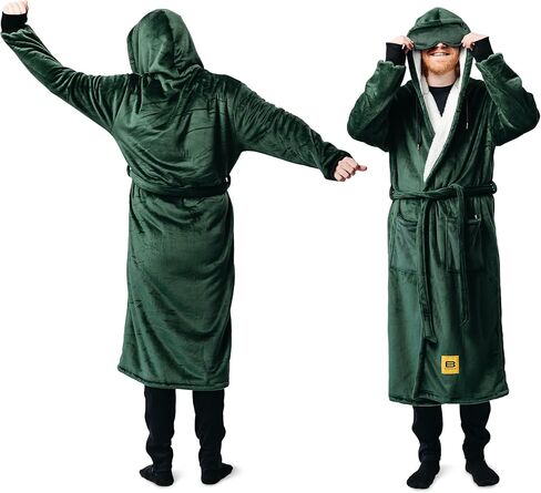 Big Bannet Co® Hideout Robe ™ | شيربا رداء | أردية فاخرة للنساء والرجال | ناعمة المنازل من أجل الراحة النهائية | مقنع in Kuwait