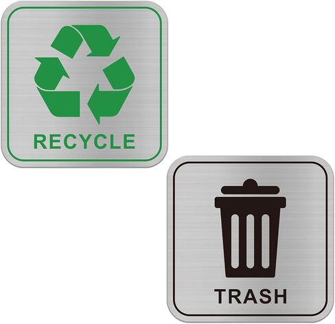 علامات القمامة وإعادة التدوير، لافتات ذاتية اللصق من معدن الألومنيوم لحاويات النفايات المكتبية الخارجية وعلب المطبخ وصناديق القمامة in Kuwait