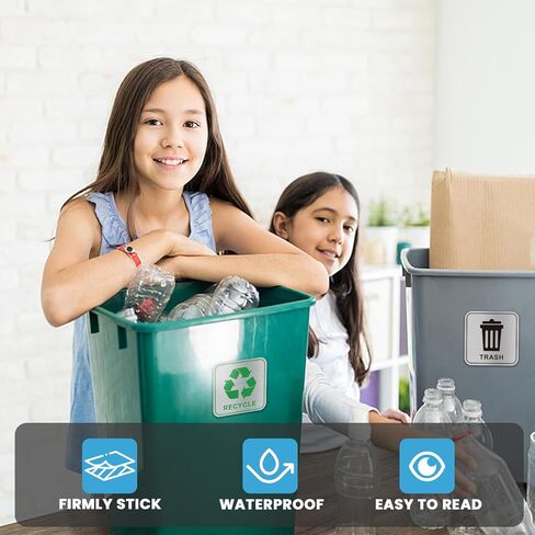 علامات القمامة وإعادة التدوير، لافتات ذاتية اللصق من معدن الألومنيوم لحاويات النفايات المكتبية الخارجية وعلب المطبخ وصناديق القمامة in Kuwait