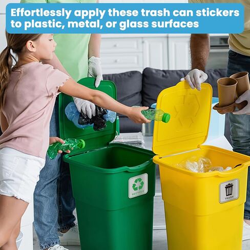 علامات القمامة وإعادة التدوير، لافتات ذاتية اللصق من معدن الألومنيوم لحاويات النفايات المكتبية الخارجية وعلب المطبخ وصناديق القمامة in Kuwait