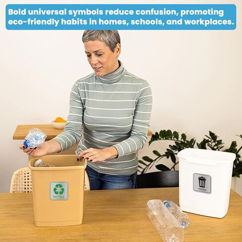 علامات القمامة وإعادة التدوير، لافتات ذاتية اللصق من معدن الألومنيوم لحاويات النفايات المكتبية الخارجية وعلب المطبخ وصناديق القمامة in Kuwait