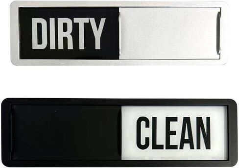 Dishwasher Status Sign with Sliding Indicator - Dirty/Clean Magnetic Marker in Silver White Black Marble Pattern, Kitchen Appliance Organization Tool for Home in Saudi Arabia