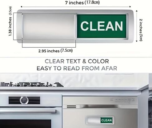 Dishwasher Status Sign with Sliding Indicator - Dirty/Clean Magnetic Marker in Silver White Black Marble Pattern, Kitchen Appliance Organization Tool for Home in Saudi Arabia