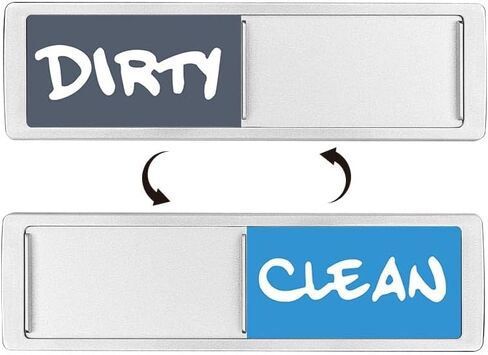 Dishwasher Status Sign with Sliding Indicator - Dirty/Clean Magnetic Marker in Silver White Black Marble Pattern, Kitchen Appliance Organization Tool for Home in Saudi Arabia