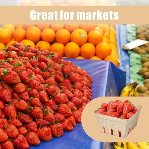 30 Pcs Natural Pulp Fiber Berry Basket Small Vented Berry Picking Basket Small Container Holder for Fruits Vegetable Farmer Market Grocery (30) in Saudi Arabia