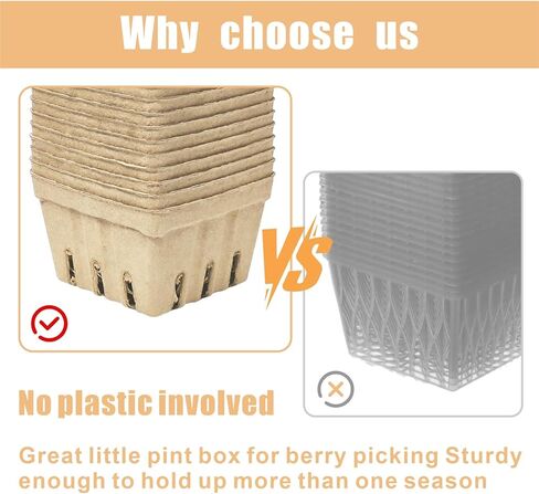 30 Pcs Natural Pulp Fiber Berry Basket Small Vented Berry Picking Basket Small Container Holder for Fruits Vegetable Farmer Market Grocery (30) in Saudi Arabia