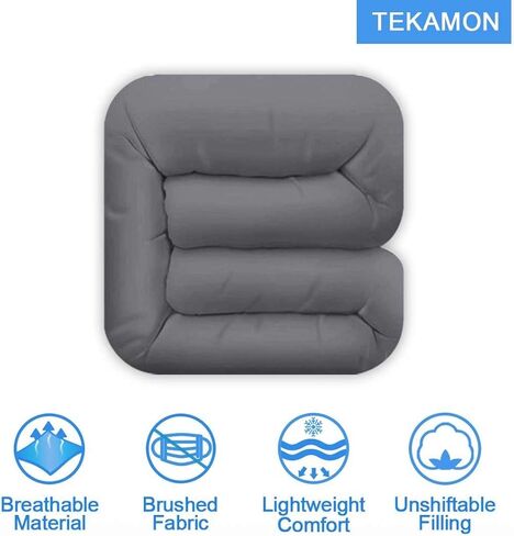 TEKAMON All Season King Comforter Soft Quilted Down Alternative Duvet Insert with Corner Tabs Summer Cooling 2100 Series, Luxury Fluffy Reversible Hotel Collection, Snow White, 88 x 88 inches in Kuwait