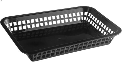 [12 قطعة] سلال طعام بلاستيكية سوداء مستطيلة مقاس 11.8 بوصة × 8-1/2 بوصة × 1-1/2 بوصة | سلال تقديم صينية الأطباق الكبيرة، الأفضل للوجبات المقلية والسريعة والمطاعم والمخبوزات والأجنحة ورقائق البطاطس in Kuwait