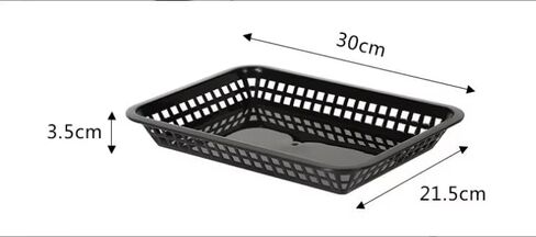 [12 قطعة] سلال طعام بلاستيكية سوداء مستطيلة مقاس 11.8 بوصة × 8-1/2 بوصة × 1-1/2 بوصة | سلال تقديم صينية الأطباق الكبيرة، الأفضل للوجبات المقلية والسريعة والمطاعم والمخبوزات والأجنحة ورقائق البطاطس in Kuwait