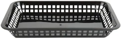 [12 قطعة] سلال طعام بلاستيكية سوداء مستطيلة مقاس 11.8 بوصة × 8-1/2 بوصة × 1-1/2 بوصة | سلال تقديم صينية الأطباق الكبيرة، الأفضل للوجبات المقلية والسريعة والمطاعم والمخبوزات والأجنحة ورقائق البطاطس in Kuwait