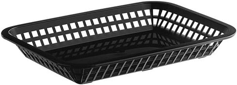 [12 قطعة] سلال طعام بلاستيكية سوداء مستطيلة مقاس 11.8 بوصة × 8-1/2 بوصة × 1-1/2 بوصة | سلال تقديم صينية الأطباق الكبيرة، الأفضل للوجبات المقلية والسريعة والمطاعم والمخبوزات والأجنحة ورقائق البطاطس in Kuwait