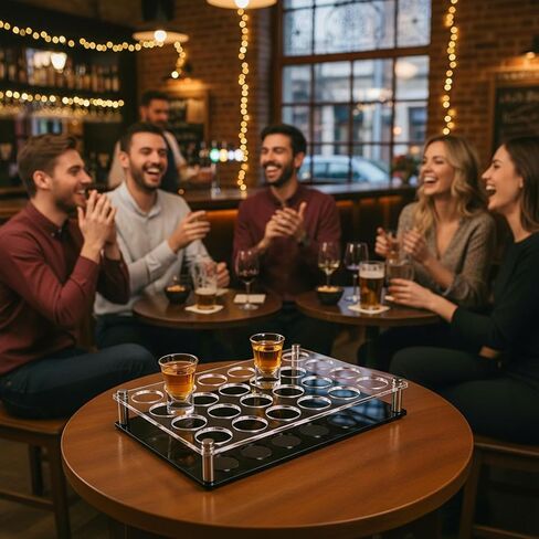 Geryvtee 24 Shot حامل صينية أكريليك طلقة صينية واضحة النبيذ الزجاج المنظم حامل عرض النبيذ أكواب عرض الملحقات للحفلات، البار، النادي، الفتحة: 1.5 بوصة in Kuwait