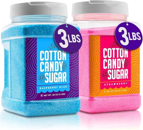 The Candery Cotton Candy Floss Sugar (2-Pack) Includes | Raspberry Blue and Strawberry | Plastic, Reusable Jars | Easy Pour Spout or Scoop | 3 LBS Jars in Saudi Arabia