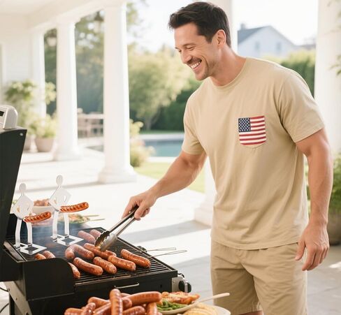 Zorythm 4PCS Funny Hot Dog Holder and Sausage Stand-Hot Dog Grill Holder Man-Standing Man Sausage Barbecue Rack-Portable Reusable Stainless Steel Hotdog and Sausage Roaster for Camping, Spring Trip in Saudi Arabia