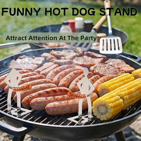 Zorythm 4PCS Funny Hot Dog Holder and Sausage Stand-Hot Dog Grill Holder Man-Standing Man Sausage Barbecue Rack-Portable Reusable Stainless Steel Hotdog and Sausage Roaster for Camping, Spring Trip in Saudi Arabia