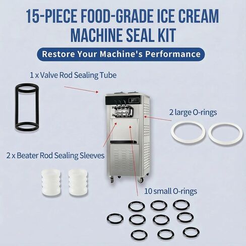 قطع غيار ماكينة الآيس كريم الناعمة من فيكسو تيك، طقم بديل مكون من 15 قطعة مع حشوات وحلقات على شكل حرف O لملحقات صانع الآيس كريم Vevor وYIKAFU in Kuwait