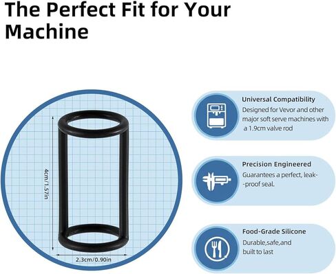قطع غيار ماكينة الآيس كريم - حشية حلقة إغلاق من السيليكون لصانعة الآيس كريم الناعمة - مجموعة سدادات مطاطية من الدرجة الغذائية (عبوتان) - متوافقة مع VEVOR in Kuwait