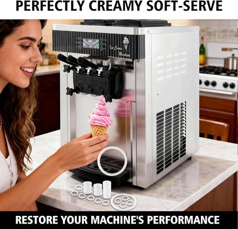 طقم إصلاح ماكينة الآيس كريم الناعم المكون من 15 قطعة - حلقات دائرية وحشوات وأختام وأنابيب لـ VEVOR، YIKAFU | سيليكون ممتاز من الدرجة الغذائية، مقاوم للتسرب، سهل التركيب للاستخدام التجاري والمنزلي in Kuwait