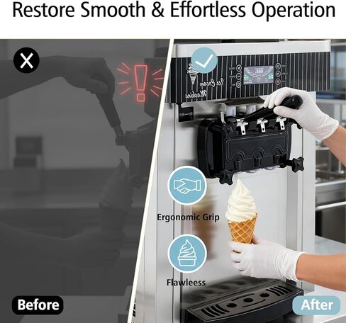 مقابض بديلة معدنية مطورة مكونة من قطعتين لآلة الآيس كريم ذات الخدمة الناعمة، ذراع موزع تجاري، قطعة غيار سهلة التركيب - تناسب قضيب صمام الفتحة المربعة in Kuwait