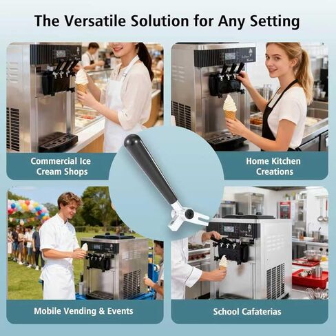 مقابض بديلة معدنية مطورة مكونة من قطعتين لآلة الآيس كريم ذات الخدمة الناعمة، ذراع موزع تجاري، قطعة غيار سهلة التركيب - تناسب قضيب صمام الفتحة المربعة in Kuwait